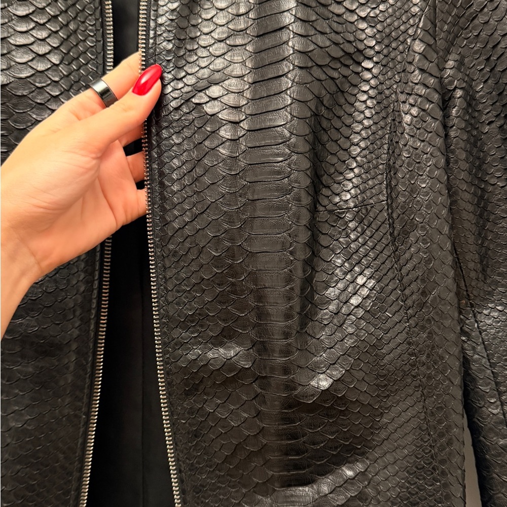 Black Python Leather Women's Jacket - image 2